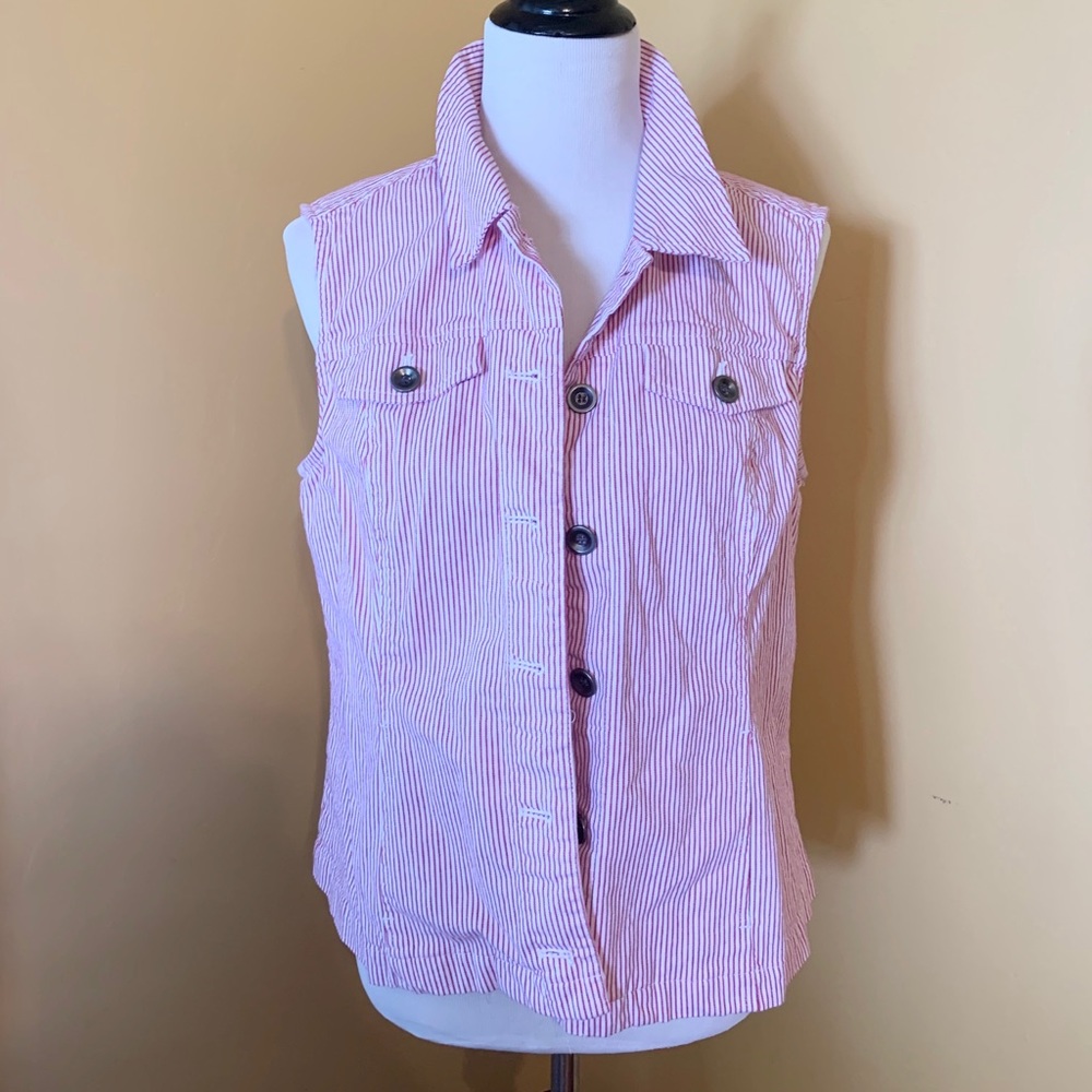 Red & White Stripe Christopher & Banks Vest